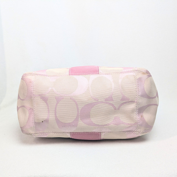 Copied - COACH Pink Monogram Striped Shoulder Tote Bag - Picture 4 of 6